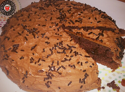 Coffee chocolate cake with coffee butter cream icing